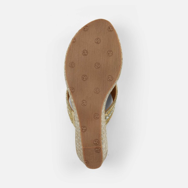 Mochi Women Gold Ethnic Slip Ons (SKU: 35-2619-15-36)