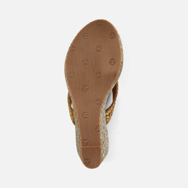 Mochi Women Antic-gold Ethnic Slip Ons (SKU: 35-2619-28-38)