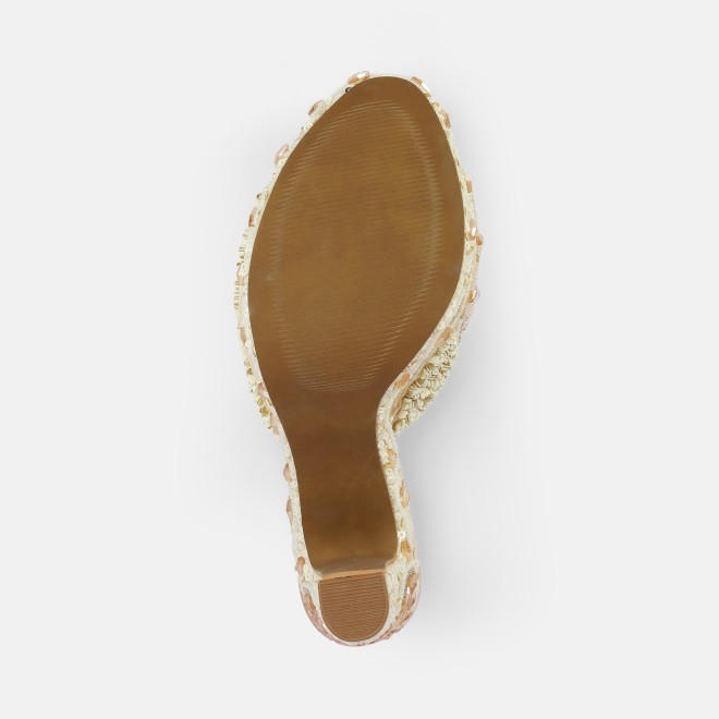 Mochi Women Gold Ethnic Slip Ons (SKU: 35-2623-15-36)