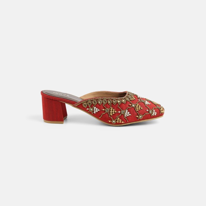 Mochi Women Maroon Wedding Slip Ons (SKU: 35-2624-44-36)
