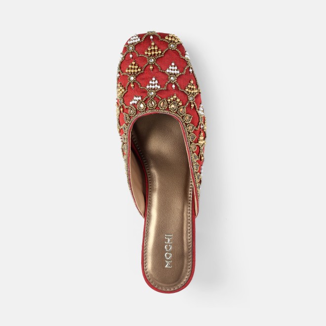 Mochi Women Maroon Wedding Slip Ons (SKU: 35-2624-44-36)