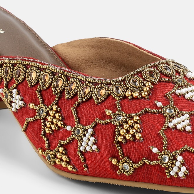 Mochi Women Maroon Wedding Slip Ons (SKU: 35-2624-44-36)