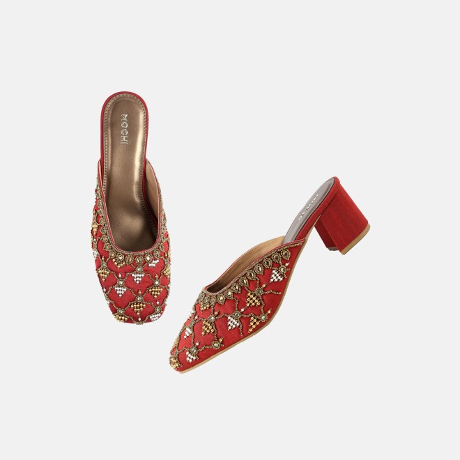 Mochi Women Maroon Wedding Slip Ons (SKU: 35-2624-44-36)