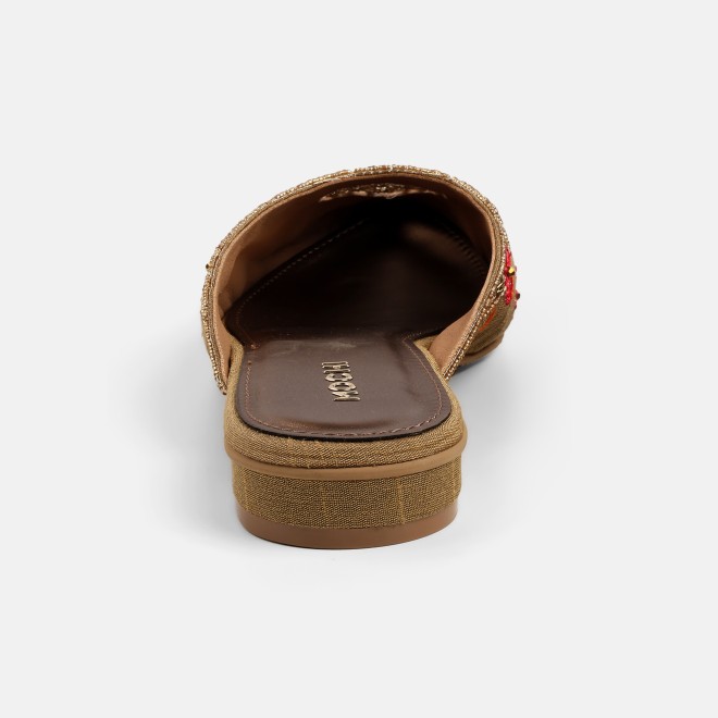 Mochi Women Antic-gold Ethnic Slip Ons (SKU: 35-2625-28-36)