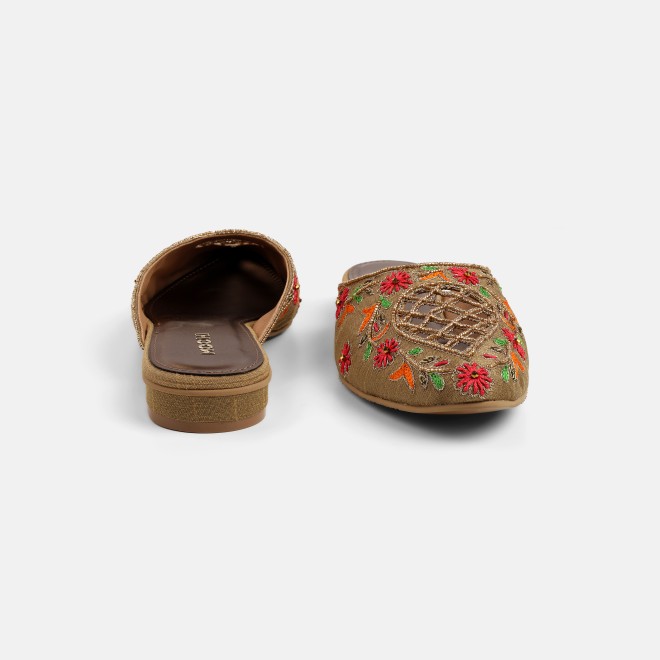 Mochi Women Antic-gold Ethnic Slip Ons (SKU: 35-2625-28-36)