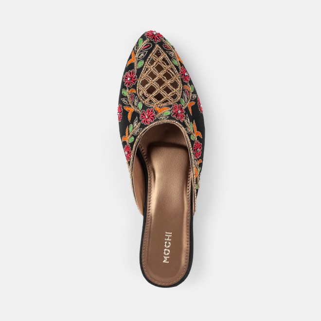 Mochi Women Black Ethnic Slip Ons (SKU: 35-2625-11-36)