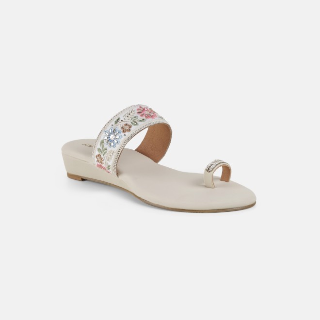 Mochi Women Beige-gold Ethnic Slip Ons (SKU: 35-2627-51-36)