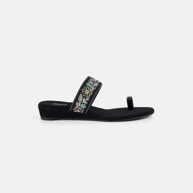 Mochi Women Black Ethnic Slip Ons (SKU: 35-2627-11-36)