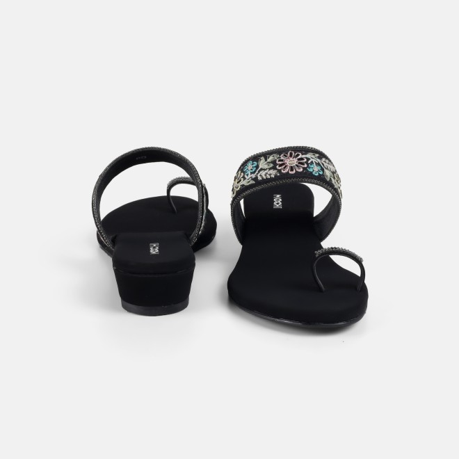 Mochi Women Black Ethnic Slip Ons (SKU: 35-2627-11-36)