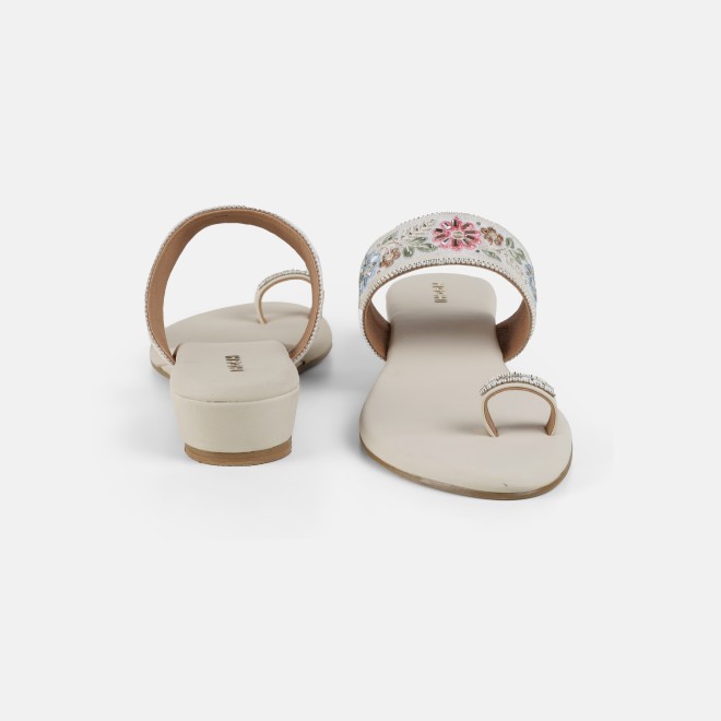 Mochi Women Beige-gold Ethnic Slip Ons (SKU: 35-2627-51-36)