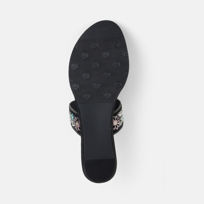 Mochi Women Black Ethnic Slip Ons (SKU: 35-2627-11-36)