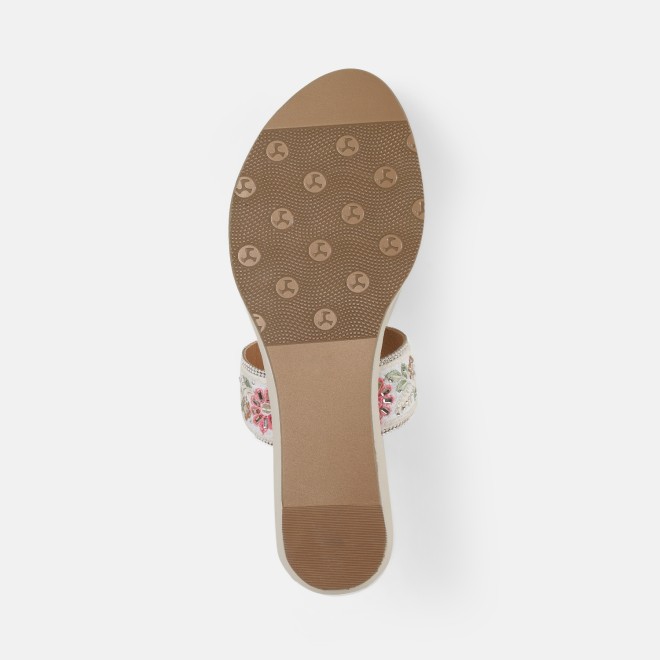 Mochi Women Beige-gold Ethnic Slip Ons (SKU: 35-2627-51-36)