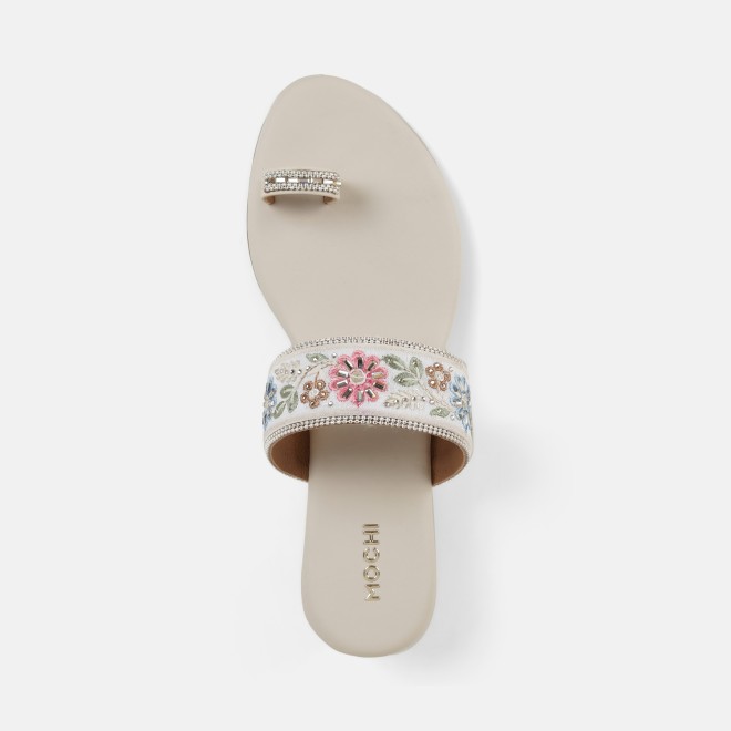 Mochi Women Beige-gold Ethnic Slip Ons (SKU: 35-2627-51-36)