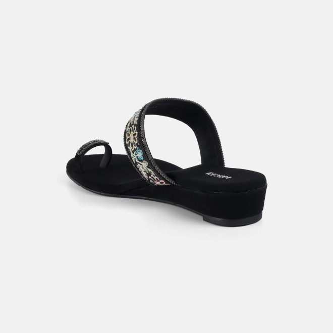 Mochi Women Black Ethnic Slip Ons (SKU: 35-2627-11-36)