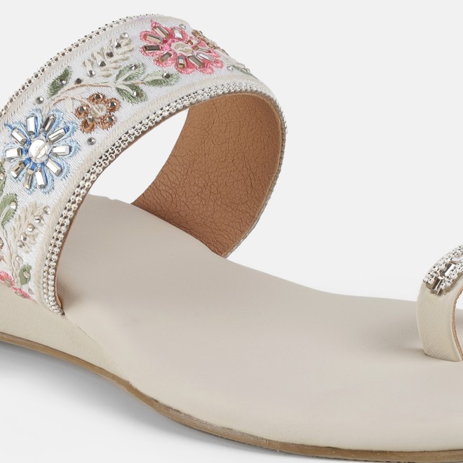 Mochi Women Beige-gold Ethnic Slip Ons (SKU: 35-2627-51-36)