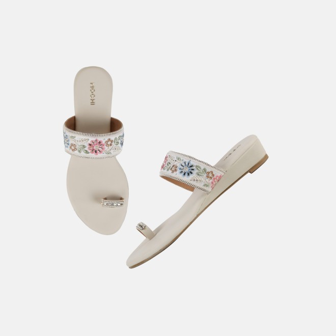 Mochi Women Beige-gold Ethnic Slip Ons (SKU: 35-2627-51-36)