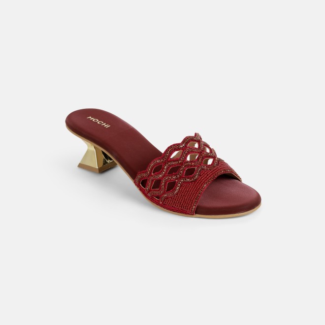 Mochi Women Maroon Wedding Slip Ons (SKU: 35-2630-44-37)