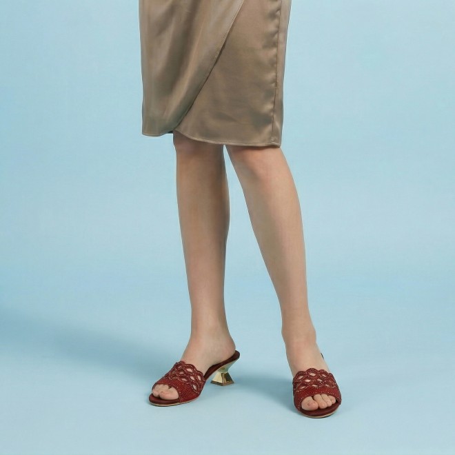 Mochi Women Maroon Wedding Slip Ons (SKU: 35-2630-44-37)