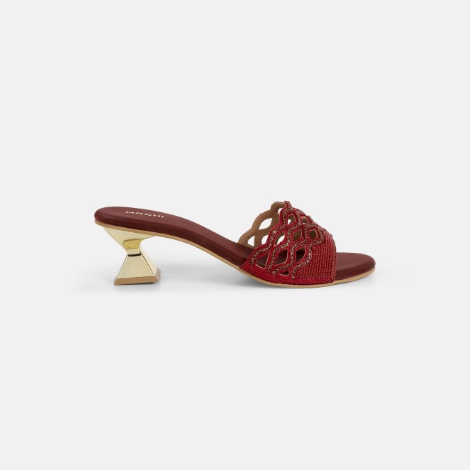Mochi Women Maroon Wedding Slip Ons (SKU: 35-2630-44-37)