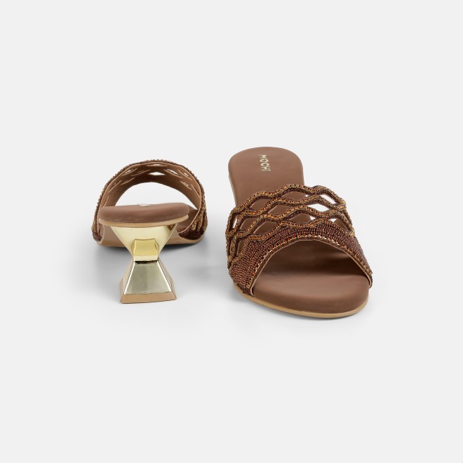 Mochi Women Bronze Wedding Slip Ons (SKU: 35-2630-46-36)