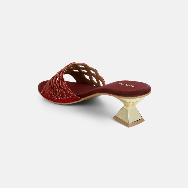 Mochi Women Maroon Wedding Slip Ons (SKU: 35-2630-44-37)