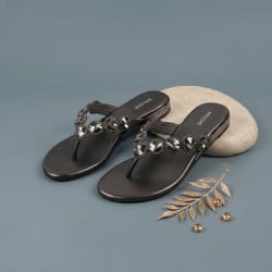 Mochi Women Gun-metal Ethnic Slippers