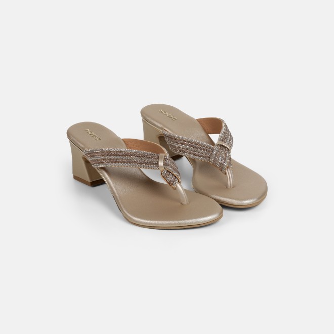 Mochi Women Gold Casual Slippers (SKU: 35-2635-15-36)