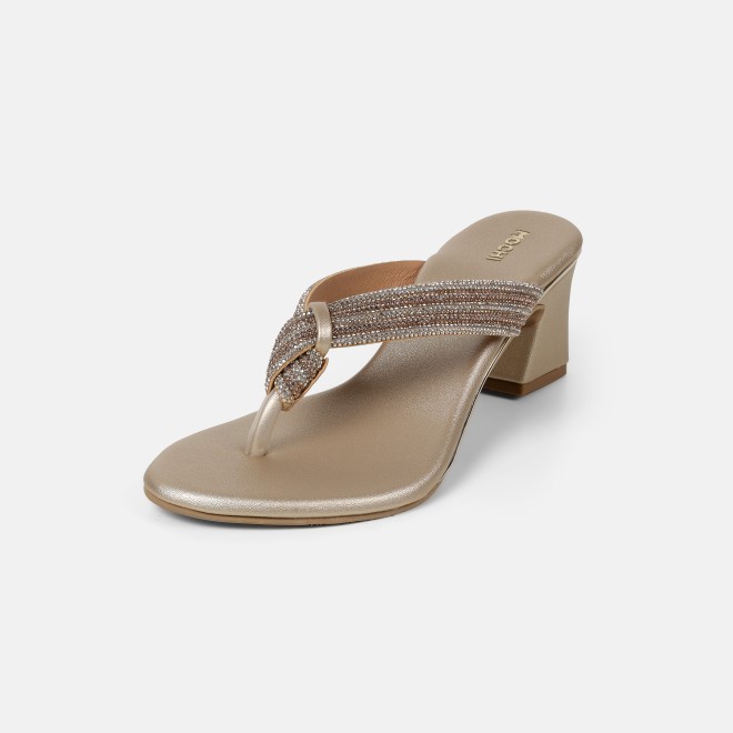 Mochi Women Gold Casual Slippers (SKU: 35-2635-15-36)