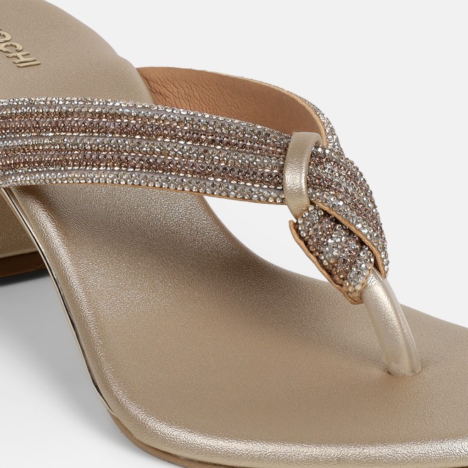 Mochi Women Gold Casual Slippers (SKU: 35-2635-15-36)