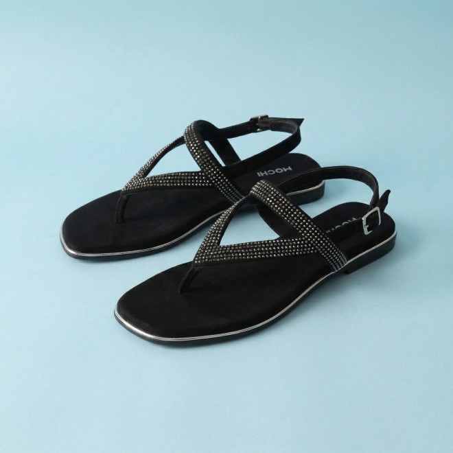 Mochi Women Black Casual Sandals