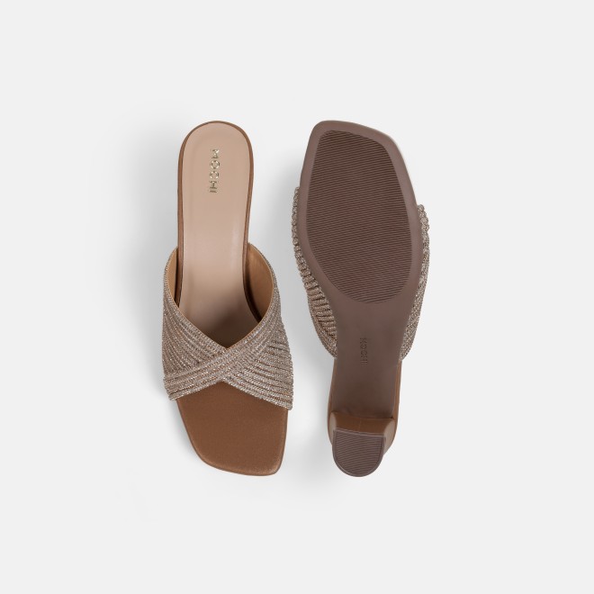 Mochi Women Antic-gold Party Slip Ons (SKU: 35-2639-28-36)