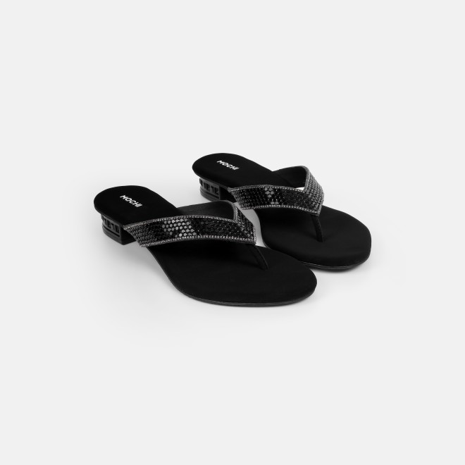 Mochi Women Black Ethnic Slippers (SKU: 35-2640-11-36)