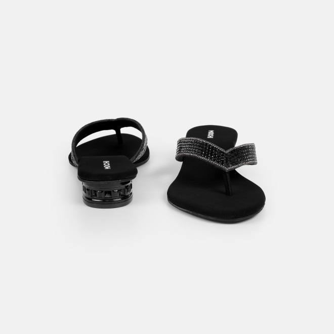 Mochi Women Black Ethnic Slippers (SKU: 35-2640-11-36)