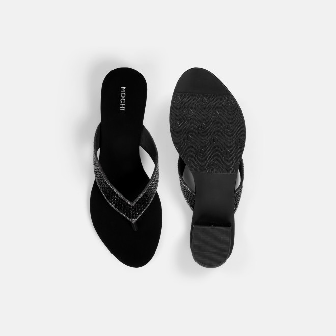 Mochi Women Black Ethnic Slippers (SKU: 35-2640-11-36)