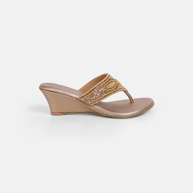 Mochi Women Rose-gold Ethnic Slip Ons (SKU: 35-2661-52-36)