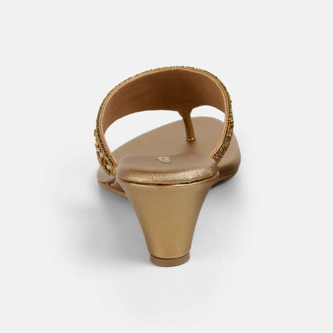 Mochi Women Antic-gold Ethnic Slip Ons (SKU: 35-2661-28-36)