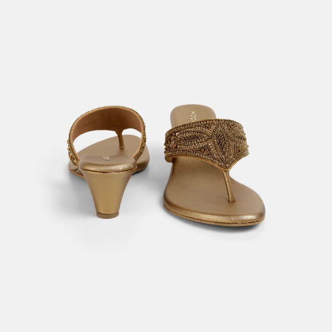 Mochi Women Antic-gold Ethnic Slip Ons (SKU: 35-2661-28-36)