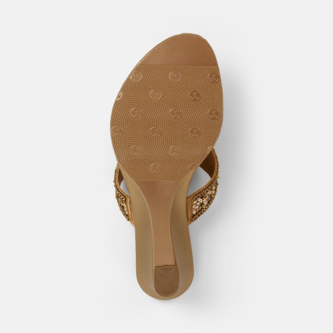 Mochi Women Antic-gold Ethnic Slip Ons (SKU: 35-2661-28-36)