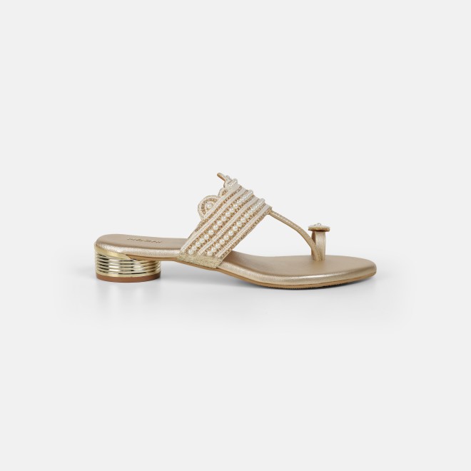 Mochi Women Gold Casual Slippers (SKU: 35-2663-15-36)