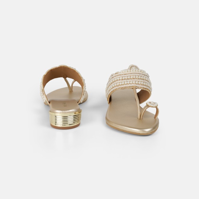 Mochi Women Gold Casual Slippers (SKU: 35-2663-15-36)