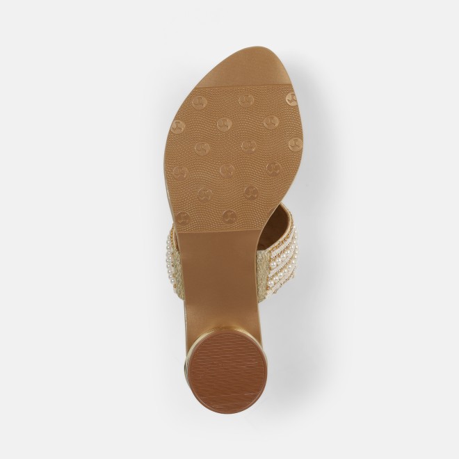 Mochi Women Gold Casual Slippers (SKU: 35-2663-15-36)