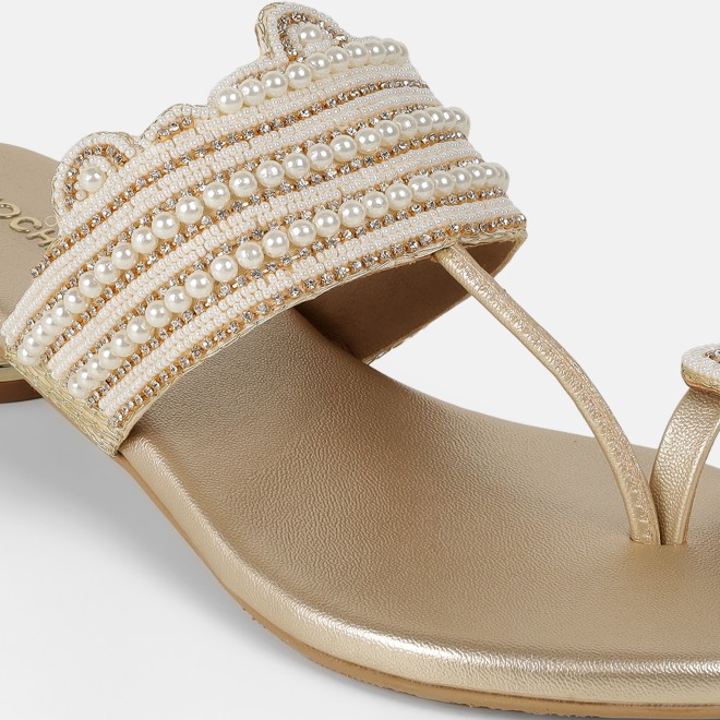 Mochi Women Gold Casual Slippers (SKU: 35-2663-15-36)