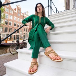 Mochi Women Gold Casual Sandals