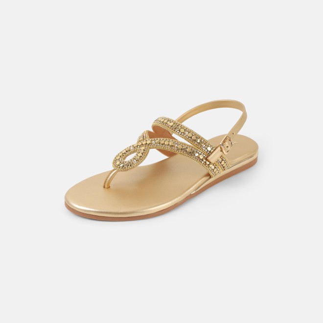 Mochi Women Gold Casual Sandals (SKU: 35-2706-15-36)