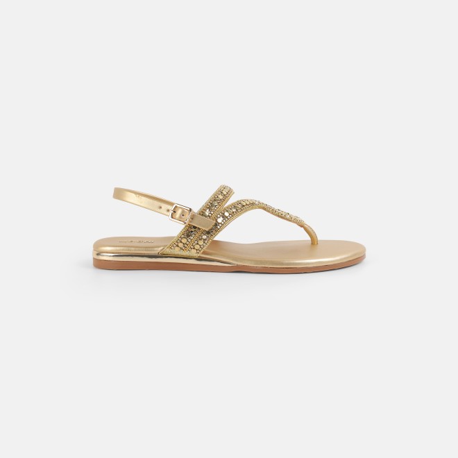 Mochi Women Gold Casual Sandals (SKU: 35-2706-15-36)
