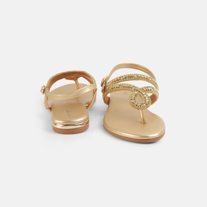Mochi Women Gold Casual Sandals (SKU: 35-2706-15-36)