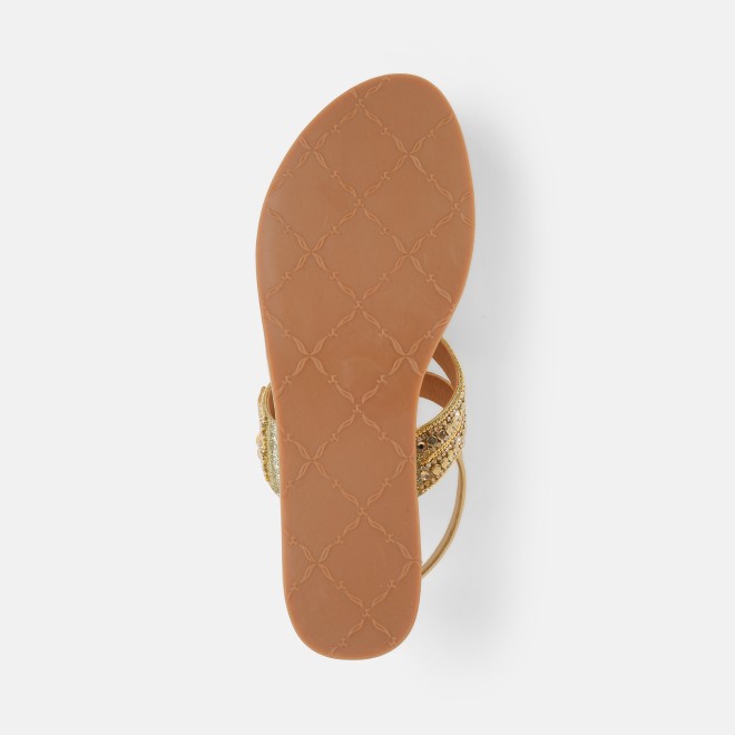 Mochi Women Gold Casual Sandals (SKU: 35-2706-15-36)
