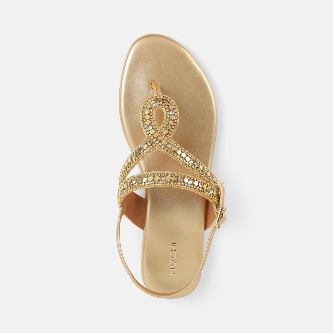 Mochi Women Gold Casual Sandals (SKU: 35-2706-15-36)