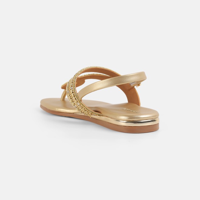 Mochi Women Gold Casual Sandals (SKU: 35-2706-15-36)