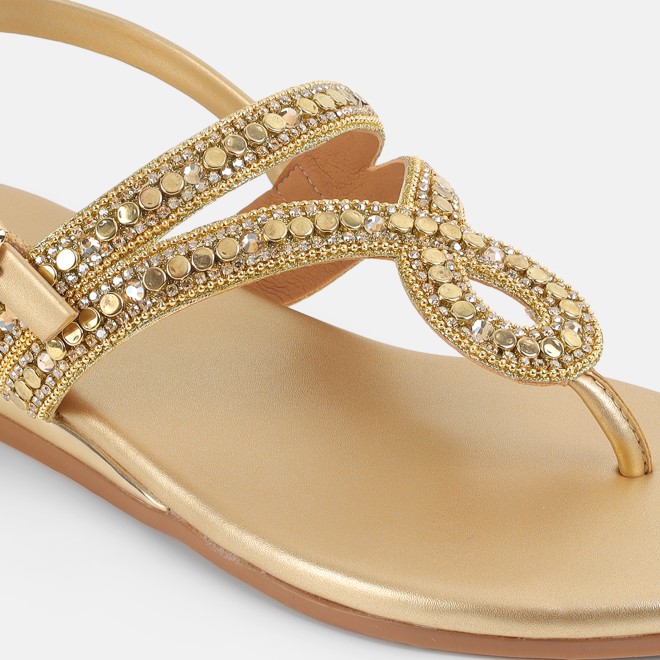 Mochi Women Gold Casual Sandals (SKU: 35-2706-15-36)